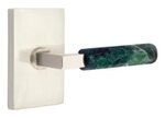 Emtek L-Square Green Marble 5052 SD Select Brass Single Dummy Lever with Modern Rectangular Rosette for Right Handed Doors product