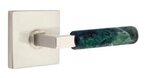 Emtek L-Square Green Marble 5110 Select Brass Passage Leverset with Square Rosette for Right Handed Doors product