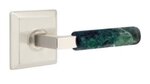 Emtek L-Square Green Marble 8231 Select Brass Privacy Leverset with Quincy Rosette for Right Handed Doors product