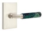Emtek R-Bar Green Marble 5112 Select Brass Passage Leverset with Modern Rectangular Rosette for Left Handed Doors product