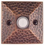 Emtek 2452 Brass Doorbell Button with Hammered Rosette