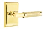 Emtek T-Bar Knurled 5211 Select Brass Privacy Leverset with Neos Rosette for Left Handed Doors product