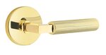Emtek L-Square Straight Knurled 5059 SD Select Brass Single Dummy Lever with Disk Rosette for Left Handed Doors product