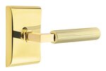 Emtek L-Square Straight Knurled 5211 Select Brass Privacy Leverset with Neos Rosette for Left Handed Doors product