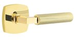 Emtek L-Square Straight Knurled 5326 Select Brass Privacy Leverset with Urban Modern Rosette for Right Handed Doors product