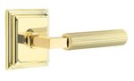 Emtek L-Square Straight Knurled 8161 Select Brass Passage Leverset with Wilshire Rosette for Right Handed Doors product