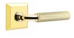 Emtek R-Bar Straight Knurled 8231 Select Brass Privacy Leverset with Quincy Rosette for Left Handed Doors product