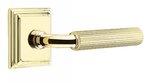 Emtek R-Bar Straight Knurled 8261 Select Brass Privacy Leverset with Wilshire Rosette for Right Handed Doors product