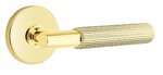 Emtek T-Bar Straight Knurled 5059 Select Brass Full Dummy Leverset with Disk Rosette product