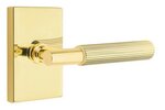 Emtek T-Bar Straight Knurled 5112 Select Brass Passage Leverset with Modern Rectangular Rosette for Left Handed Doors product