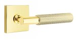 Emtek T-Bar Straight Knurled 5210 Select Brass Privacy Leverset with Square Rosette for Right Handed Doors product