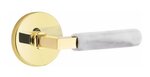 Emtek L-Square White Marble 5059 Select Brass Full Dummy Leverset with Disk Rosette product