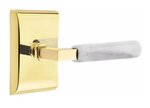 Emtek L-Square White Marble 5111 Select Brass Passage Leverset with Neos Rosette for Right Handed Doors product