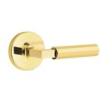 Emtek L-Square Faceted 5059 SD Select Brass Single Dummy Lever with Disk Rosette for Left Handed Doors product
