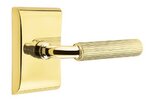 Emtek R-Bar Straight Knurled 5211 Select Brass Privacy Leverset with Neos Rosette for Left Handed Doors product