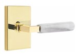 Emtek L-Square White Marble 5052 Select Brass Full Dummy Leverset with Modern Rectangular Rosette product
