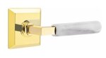Emtek L-Square White Marble 8131 Select Brass Passage Leverset with Quincy Rosette for Left Handed Doors product