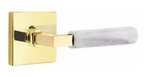 Emtek L-Square White Marble 5050 Select Brass Full Dummy Leverset with Square Rosette product
