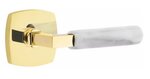 Emtek L-Square White Marble 5306 Select Brass Full Dummy Leverset with Urban Modern Rosette product