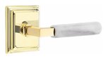 Emtek L-Square White Marble 8561 SD Select Brass Single Dummy Lever with Wilshire Rosette for Right Handed Doors product