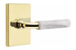 Emtek R-Bar White Marble 5052 SD Select Brass Single Dummy Lever with Modern Rectangular Rosette for Right Handed Doors product