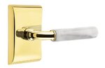 Emtek R-Bar White Marble 5111 Select Brass Passage Leverset with Neos Rosette for Left Handed Doors product
