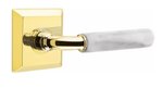 Emtek R-Bar White Marble 8231 Select Brass Privacy Leverset with Quincy Rosette for Right Handed Doors product