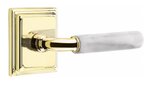 Emtek R-Bar White Marble 8561 SD Select Brass Single Dummy Lever with Wilshire Rosette for Right Handed Doors product