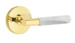 Emtek T-Bar White Marble 5109 Select Brass Passage Leverset with Disk Rosette for Right Handed Doors product