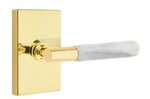 Emtek T-Bar White Marble 5212 Select Brass Privacy Leverset with Modern Rectangular Rosette for Right Handed Doors product