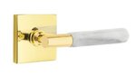 Emtek T-Bar White Marble 5050 Select Brass Full Dummy Leverset with Square Rosette product
