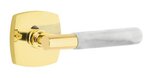 Emtek T-Bar White Marble 5326 Select Brass Privacy Leverset with Urban Modern Rosette for Right Handed Doors product