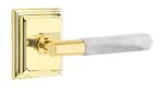 Emtek T-Bar White Marble 8261 Select Brass Privacy Leverset with Wilshire Rosette for Right Handed Doors product