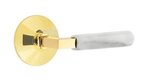 Emtek L-Square White Marble 5057 Select Brass Full Dummy Leverset with Modern Rosette product