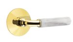 Emtek R-Bar White Marble 5107 Select Brass Passage Leverset with Modern Rosette for Left Handed Doors product