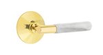 Emtek T-Bar White Marble 5057 Select Brass Full Dummy Leverset with Modern Rosette product