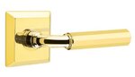 Emtek R-Bar Faceted 8231 Select Brass Privacy Leverset with Quincy Rosette for Left Handed Doors product
