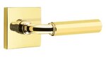 Emtek R-Bar Faceted 5210 Select Brass Privacy Leverset with Square Rosette for Left Handed Doors product