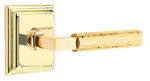 Emtek L-Square Hammered 8261 Select Brass Privacy Leverset with Wilshire Rosette for Right Handed Doors product
