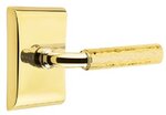 Emtek R-Bar Hammered 5211 Select Brass Privacy Leverset with Neos Rosette for Right Handed Doors product