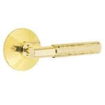 Emtek T-Bar Hammered 5207 Select Brass Privacy Leverset with Modern Rosette for Left Handed Doors product