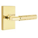 Emtek T-Bar Hammered 5212 Select Brass Privacy Leverset with Modern Rectangular Rosette for Left Handed Doors product