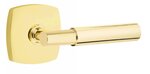 Emtek T-Bar Smooth 5326 Select Brass Privacy Leverset with Urban Modern Rosette for Right Handed Doors product