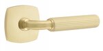 Emtek R-Bar Straight Knurled 5316 Select Brass Passage Leverset with Urban Modern Rosette for Left Handed Doors product