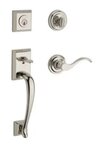Baldwin SCNAPxCURRTRR Reserve Napa Single Cylinder Handleset with Curve Lever and Traditional Round Rosette for Right Handed Doors