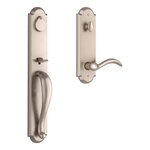Baldwin EEELKXARCLRAE Reserve Elkhorn Single Cylinder Handleset with Arch Lever and Rustic Arched Escutcheon For Left Handed Doors