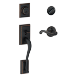 Schlage F60ADDxFLARH Addison Single Cylinder Handleset with Flair Interior Lever for Right Handed Doors