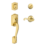 Schlage F60CAMxFLALH Camelot Single Cylinder Handleset with Flair Interior Lever for Left Handed Doors