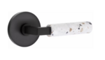 Emtek L-Square Terrazzo 5059 SD Select Brass Single Dummy Lever with Disk Rosette for Right Handed Doors product
