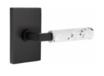 Emtek L-Square Terrazzo 5112 Select Brass Passage Leverset with Modern Rectangular Rosette for Right Handed Doors product